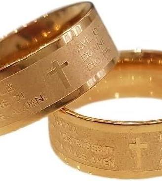 Anello Padre Nostro Ave Maria Acciaio Oro