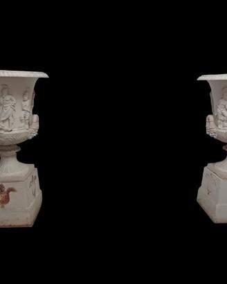 Coppia di grandi vasi in ghisa monumentali vaso a