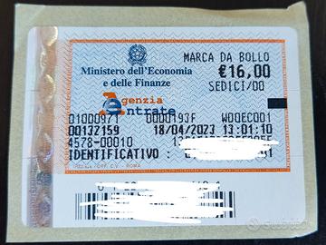Marca da bollo 16 euro