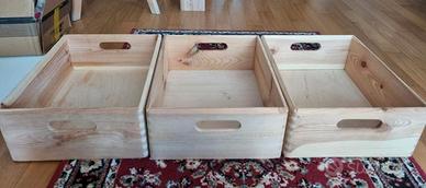Scatole, cassette in legno 29x14x39 cm con manici