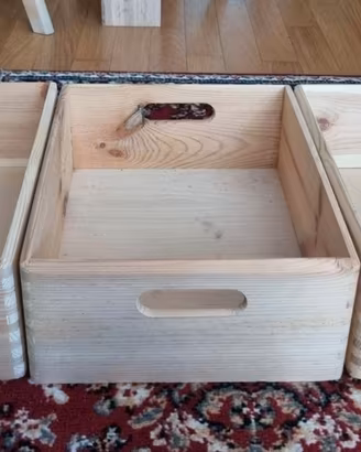 Scatole, cassette in legno 29x14x39 cm con manici