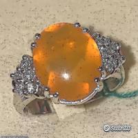 ANELLO ORO 18kt. DIAMANTI NATURALI OPALE DI FUOCO