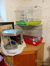 ACQUARIO E GABBIE UCCELLI 