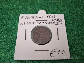 5 centesimi 1936 rara 