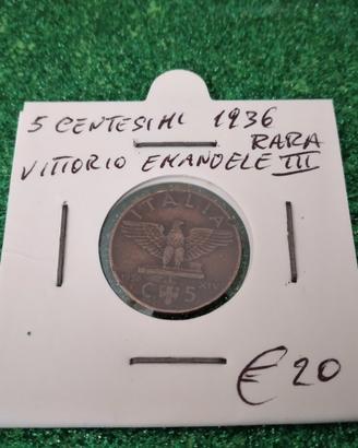 5 centesimi 1936 rara 