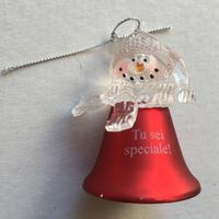 Campanella pupazzo neve vetro metallo