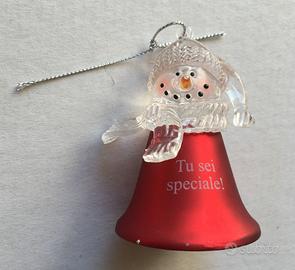 Campanella pupazzo neve vetro metallo