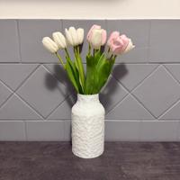 Vaso decorativo moderno bianco effetto materico