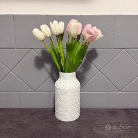 Vaso decorativo moderno bianco effetto materico