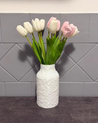 Vaso decorativo moderno bianco effetto materico