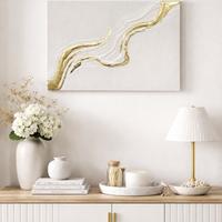 Quadro su tela in acrilico, texture e foglia oro