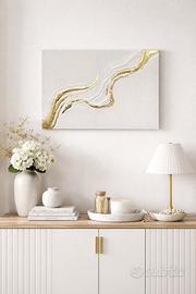 Quadro su tela in acrilico, texture e foglia oro
