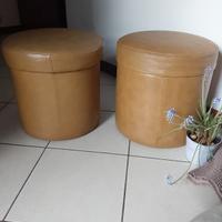 
Pouf poggiapiedi rotondo beige vintage