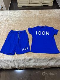 completo icon maglietta e pantaloncini blu