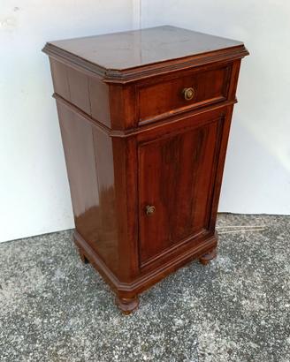 Comodino antico, mobiletto a colonna, fine '800