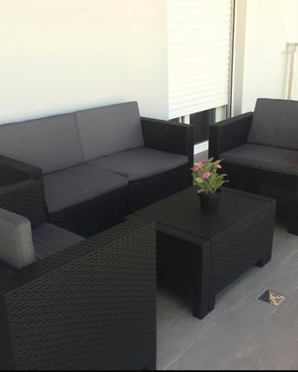 Set giardino salotto polyrattan 4 posti