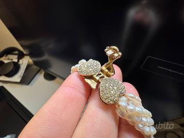 Collana di perle di fiume vere placcata in oro