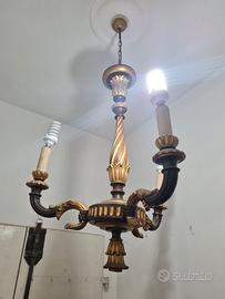 Lampadario legno antico, vecchio vintage