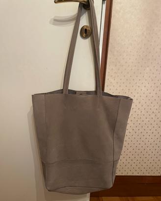 Borsa tote in pelle scamosciata beige