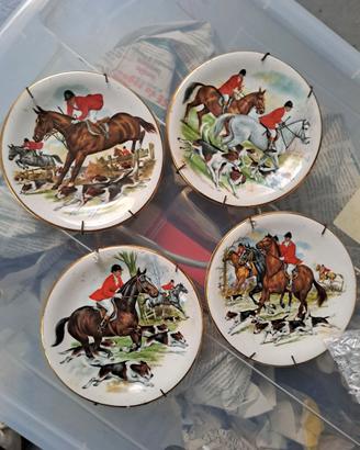 Set 4 piattini decorativi cacce a cavallo inglesi