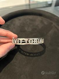 Bracciale rigido argento nome personalizzato