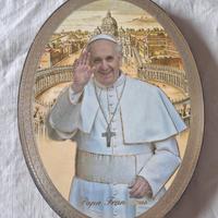 QUADRETTO OVALE PAPA FRANCESCO - SFONDO VATICANO