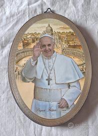QUADRETTO OVALE PAPA FRANCESCO - SFONDO VATICANO
