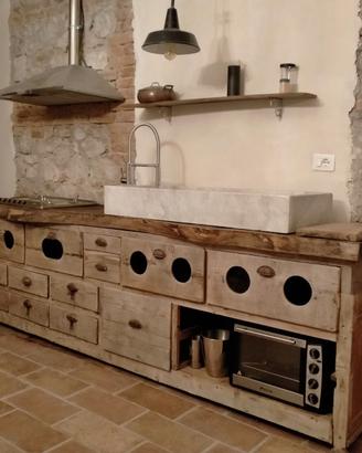 Pastaia originale bancone d'epoca in legno