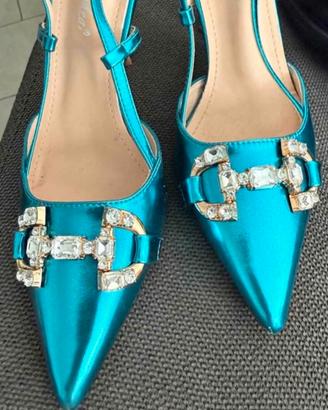décolleté slingback turchesi metallizzata  N°39