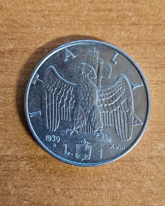 LIRA 1 Regno  Vittorio Emanuele III  1939 IMPERO