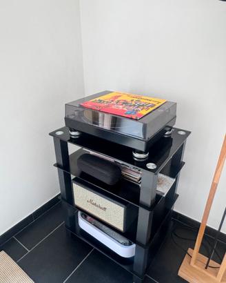 Mobile porta giradischi / Hi-Fi nero con 4 ripiani