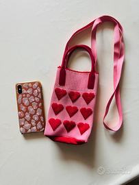 Mini borsa rosa con cuori – NUOVA
