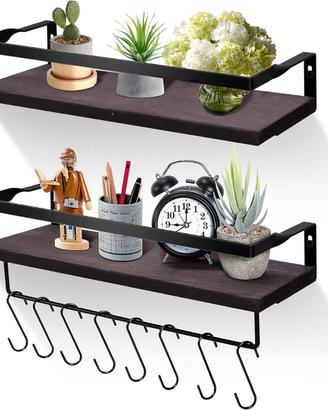 🛠 Mreechan Set di 2 Mensole da Muro in Legno