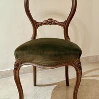 Set 6 sedie antiche legno intagliato Luigi Filippo