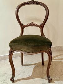 Set 6 sedie antiche legno intagliato Luigi Filippo