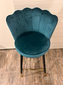 Sedia in velluto colore verde petrolio