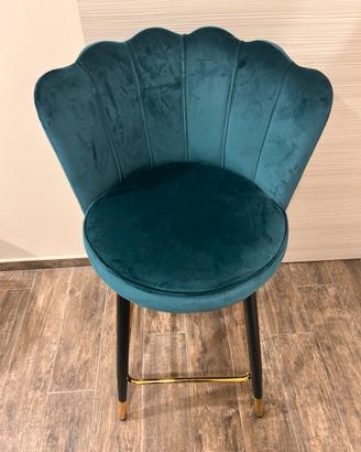 Sedia in velluto colore verde petrolio