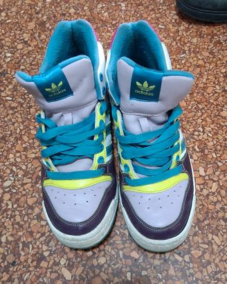 adidas midiru court mid bianco lilla viola azzurro