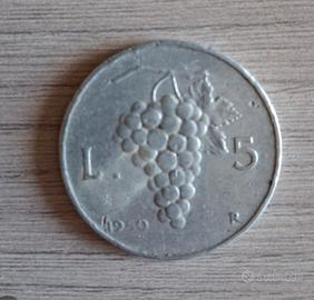 moneta Rep Italiana 5 lire 1950