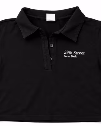 Polo crop nera con colletto – 59th Street New York
