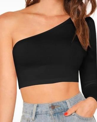 Top ZARA Monospalla M/Lunga nero taglia S Nuovo