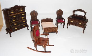 Camera da letto in legno in miniatura