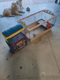 Gabbia coniglietti e acquario 