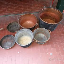  set di  paioli in rame di varie  misure 