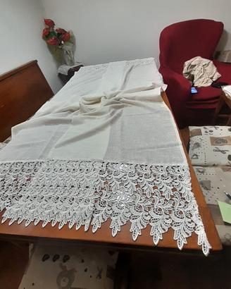 coppia tende cotone ricamate