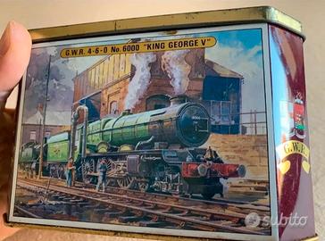 VECCHIA SCATOLA DI LATTA CON VECCHI ANTICHI TRENI