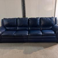 Divano in pelle blu 4 posti