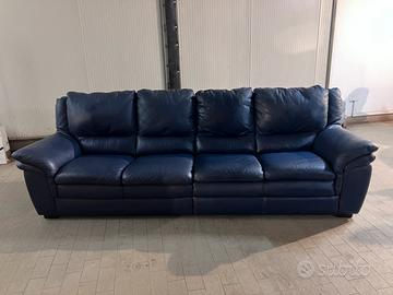 Divano in pelle blu 4 posti
