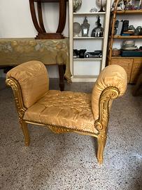 Panca/pouf stile Barocco legno dorato 85x48x71h