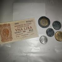 lotto banconota e monete antiche